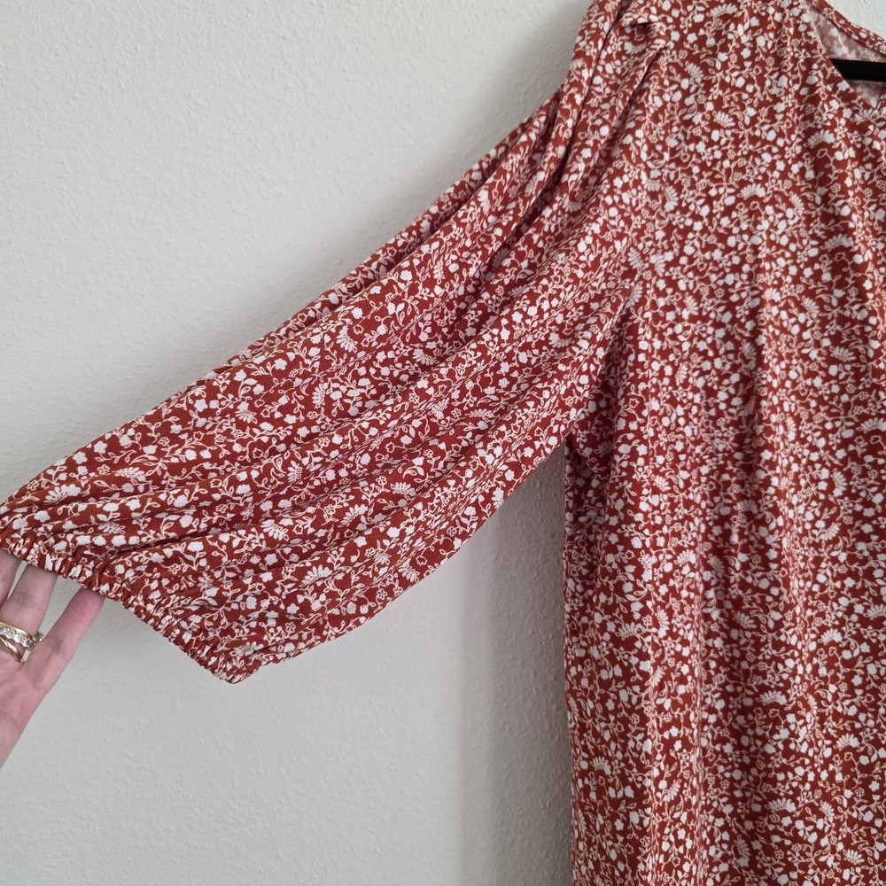 Adrianna Papell Red and White Floral Top